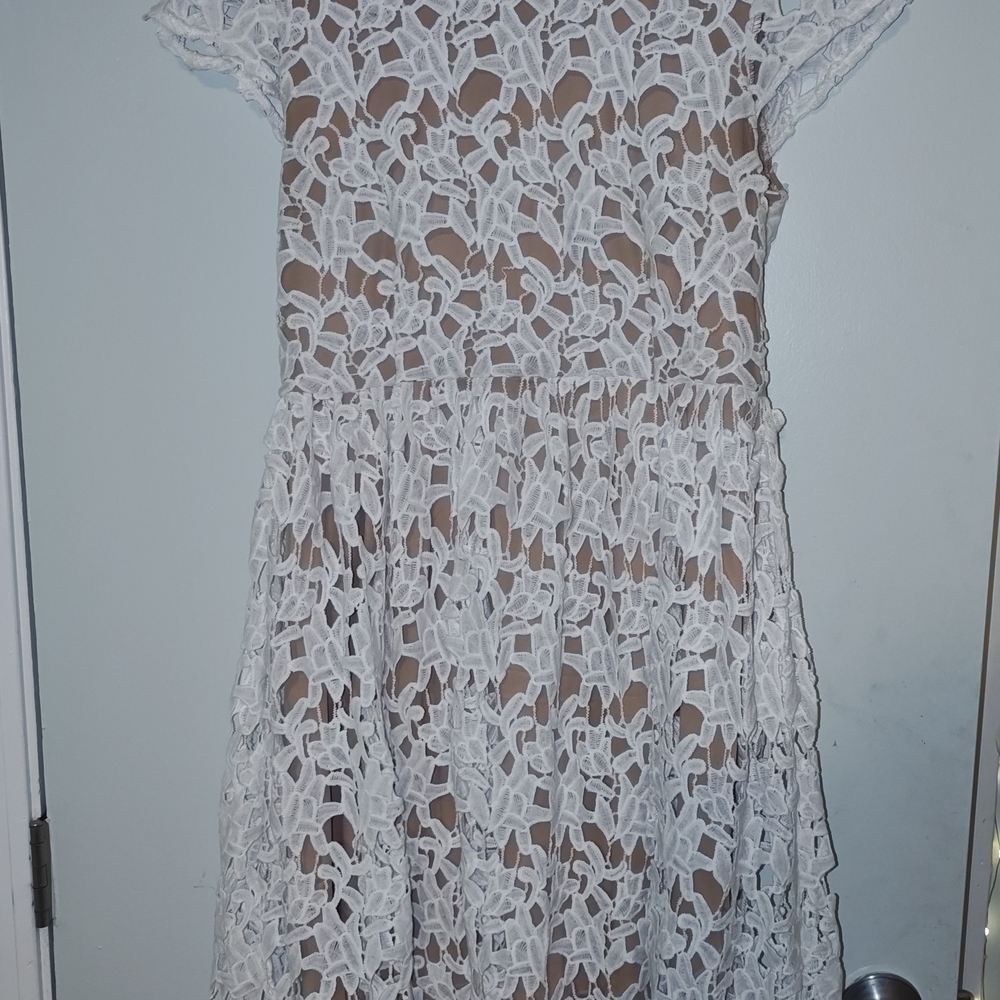 Boohoo White Lace Kids Formal Dress